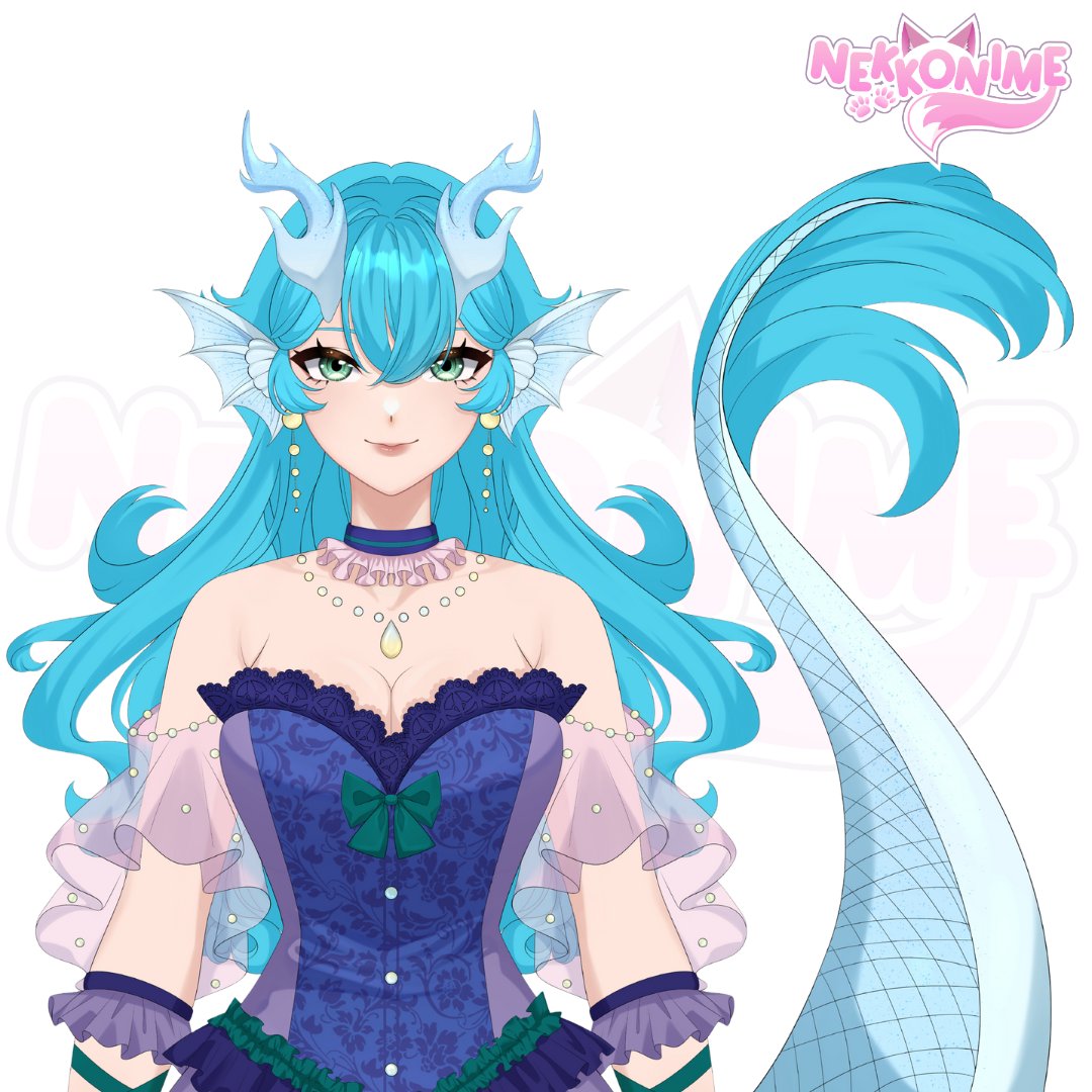 Nekkonime's tweet image. Shiny scales and flowing hair... which part of this design do you like the most ? ^^

#VTuberAssets #Live2D #ilustration