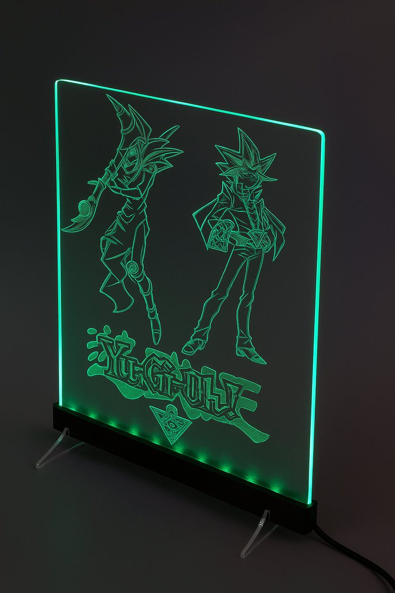 ac_des1gns's tweet image. Custom laser engraved acrylic LED sign of Yugi and Dark Magician from &quot;YU-GI-OH&quot;! #cncidea #projectidea #cncproject #yugioh