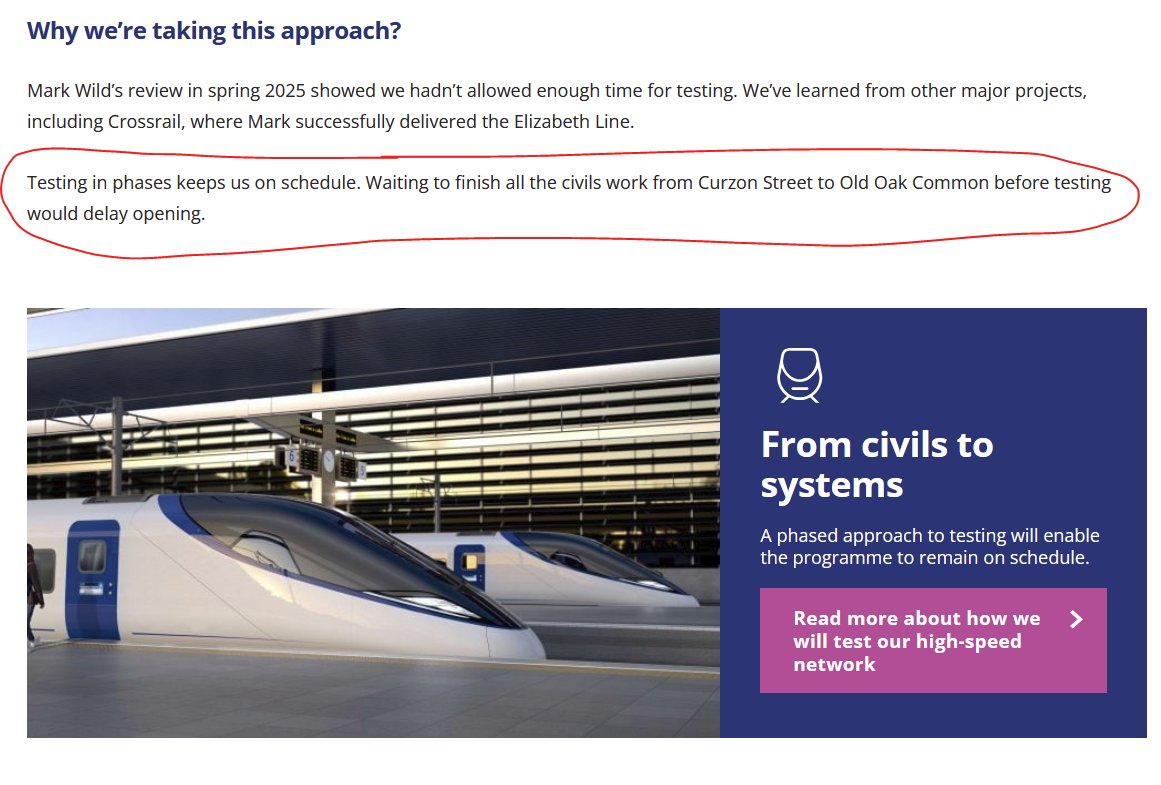 NootiNoot02's tweet image. This is genuinely impressive planning from @HS2ltd They really have &apos;reset the programme&apos; and this idea to test trains/infrastructure along the bulk of the rural route whilst finishing the more complex sites on either end is pretty genius🧡Please read! hs2.org.uk/what-is-hs2/hs…