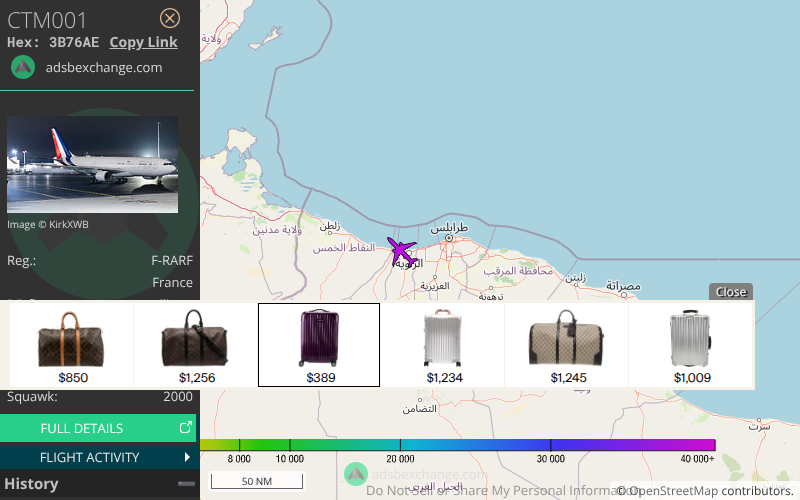 🛫 L'AIRBUS A-330-200 F-RARF CTM001 de la flotte de l'ET 060 a été détecté près de l'aéroport Tripoli International Airport (TIP/HLLT) - Suivi: globe.adsbexchange.com/?hideSidebar&h…