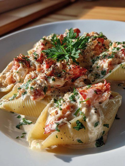 rock716860's tweet photo. Lobster Stuffed Shells in Creamy Butter Sauce https://t.co/2mP0zlfQy3