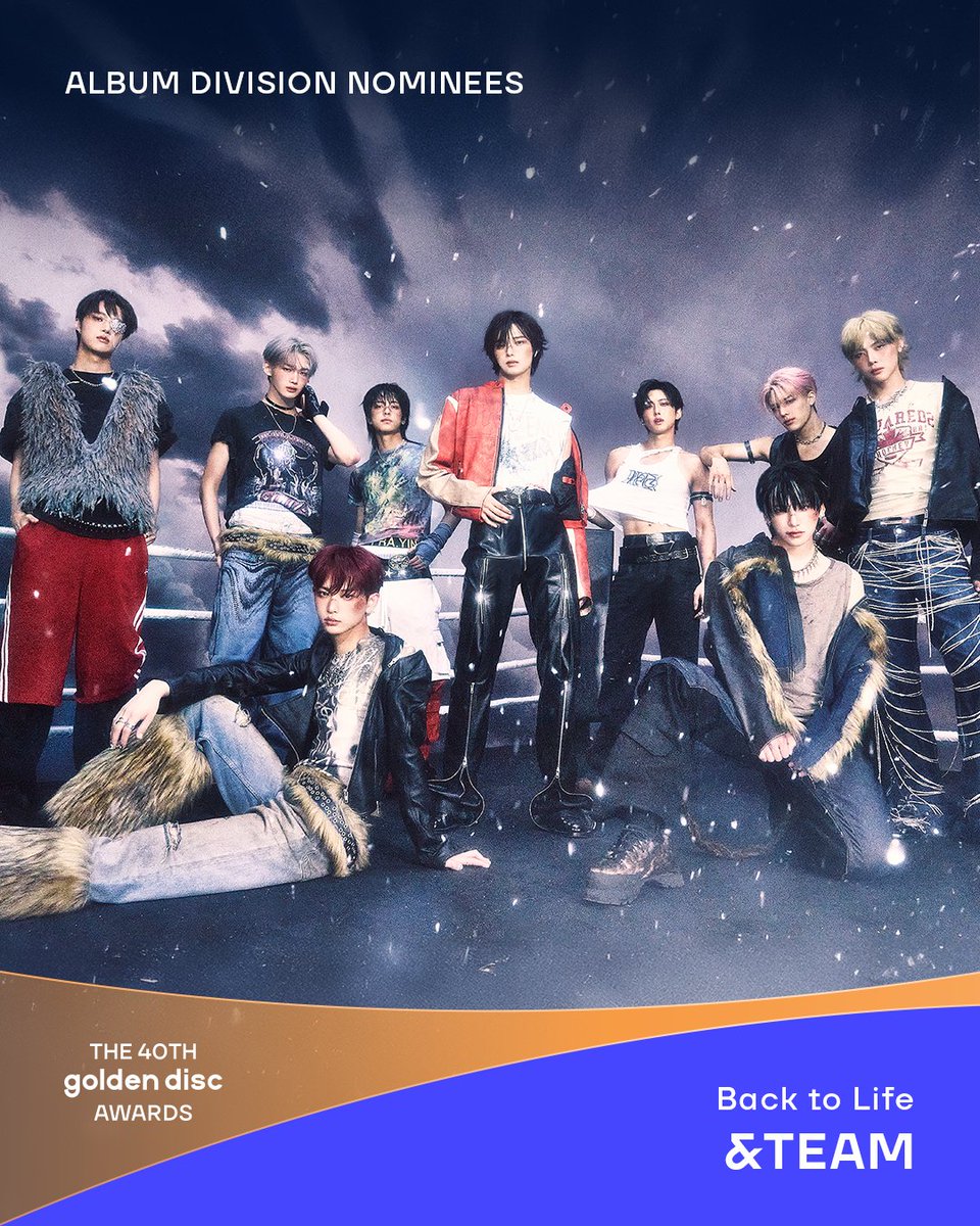 _GoldenDisc's tweet image. The 40th #GoldenDiscAwards Best Album nominees

#andTEAM @andTEAMofficial
#aespa @aespa_official
#ATEEZ @ATEEZofficial
#BAEKHYUN @BAEKHYUN_INB100

The 40th Golden Disc Awards
🗓️2026.01.10(Sat)
📍TAIPEI DOME

#40thGDA #음반부문 #BestAlbumDivision
#골든디스크어워즈…