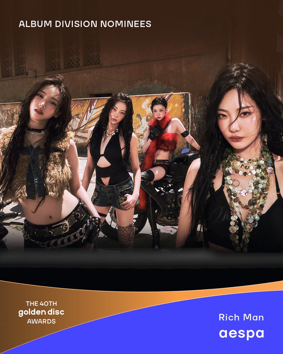 _GoldenDisc's tweet image. The 40th #GoldenDiscAwards Best Album nominees

#andTEAM @andTEAMofficial
#aespa @aespa_official
#ATEEZ @ATEEZofficial
#BAEKHYUN @BAEKHYUN_INB100

The 40th Golden Disc Awards
🗓️2026.01.10(Sat)
📍TAIPEI DOME

#40thGDA #음반부문 #BestAlbumDivision
#골든디스크어워즈…