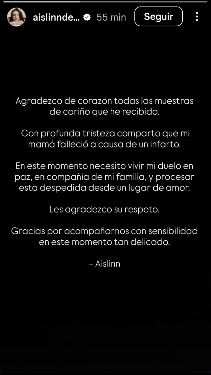 Aislinn Derbez confirma a través de sus redes el fallecimiento de su madre Gabriela Michel a causa de un infarto.

Descanse en paz 🕊️