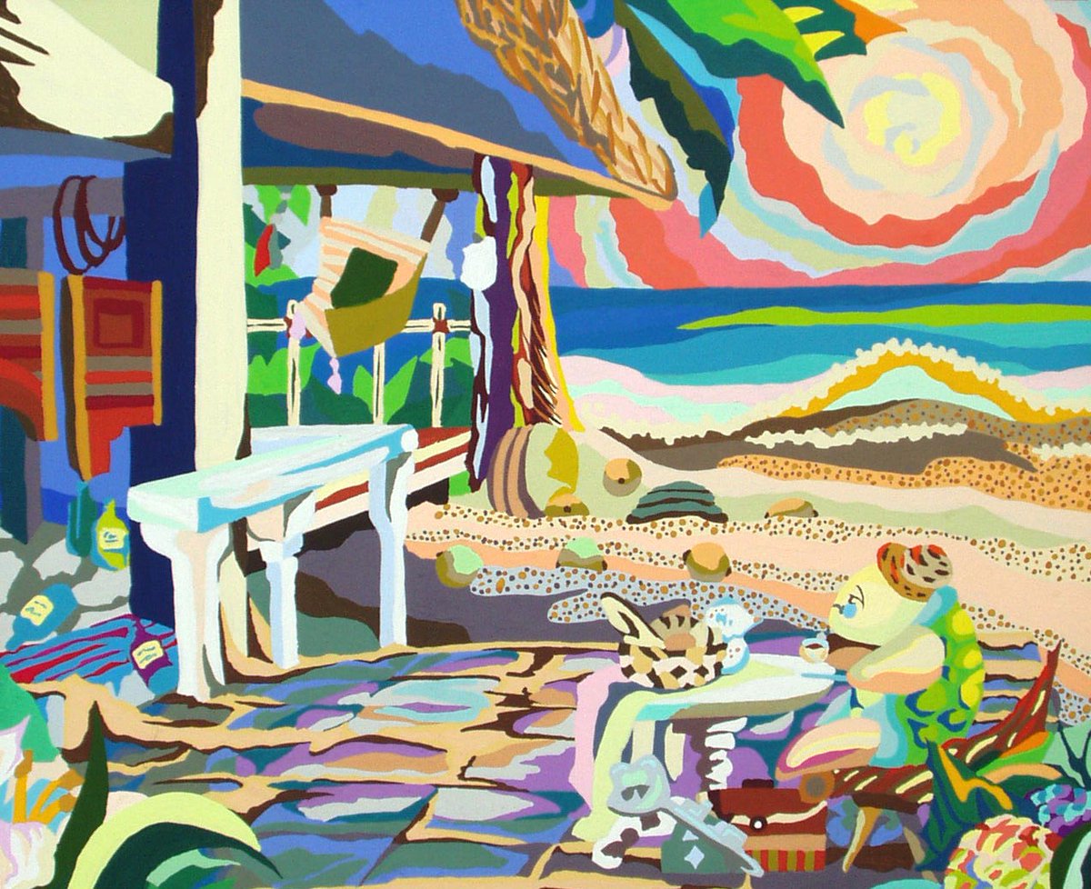 necodouraku's tweet image. &quot;午後の休日&quot;
亀さんがゆっくりと休んでいる風景です。鮮やかな色使いで明るい作品になっています。少し暗い色使いで夕方の空気を感じます。
#猫 #cat #mind #心 #illustration #illustrationart #イラスト #Oracle     #art #芸術  #digitalart  #アート #童話   #FairyTail  #海 #Oceans  #デジタル