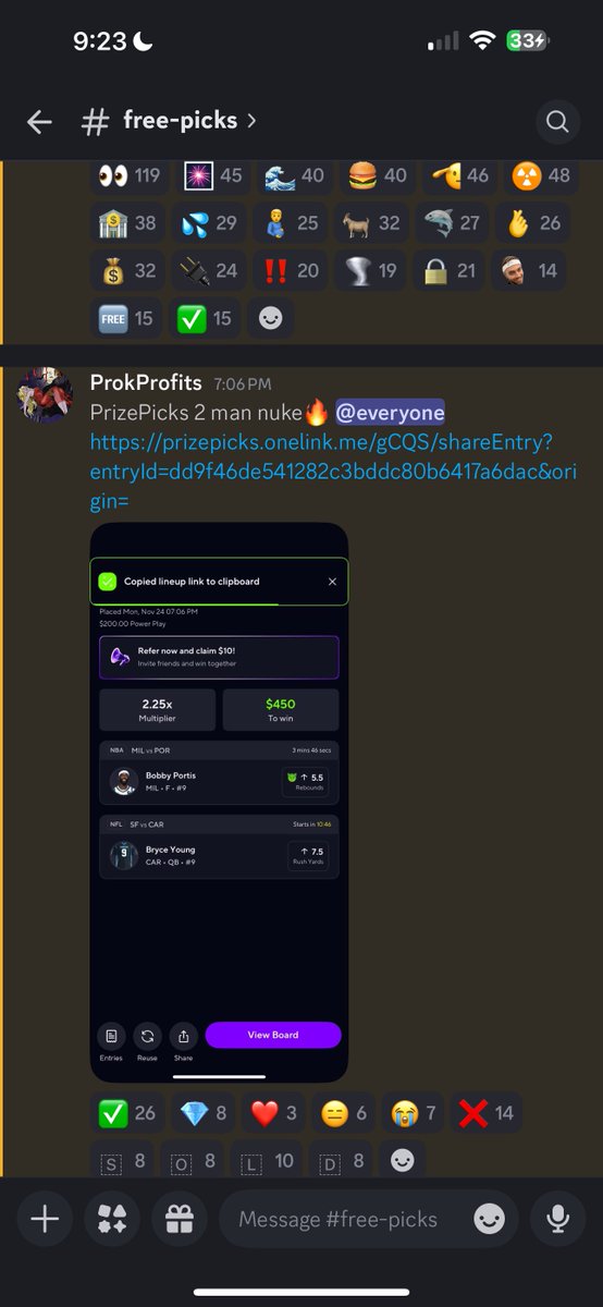 ProkProfits's tweet image. $250 to 5 random followers that:
 
Likes + Retweets🔥

Cash the FREE two man nuke again for the 7th day in a row! 

LINK TO FREE DISCORD: discord.gg/sbkA7PD6Y

#GamblingTwitter #GamblingX #PrizePicks #GamblingCommunity #Gambling𝕏