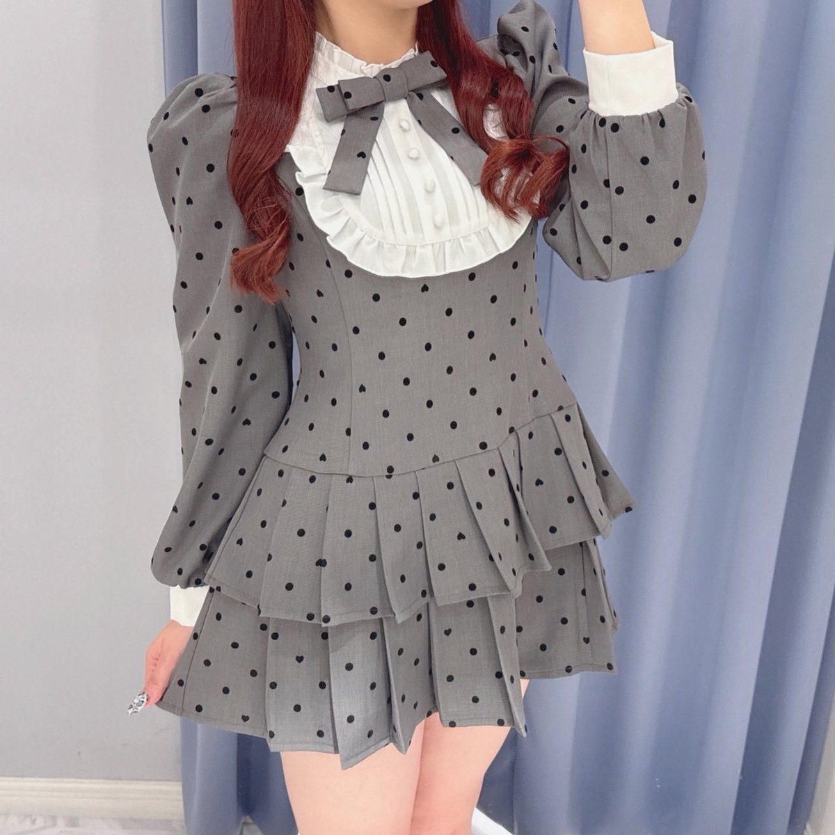 evelyn プリーツティアードミニOP グレー 渋谷店🐰 #プリーツティアードミニOP color ❥ BR / CH price