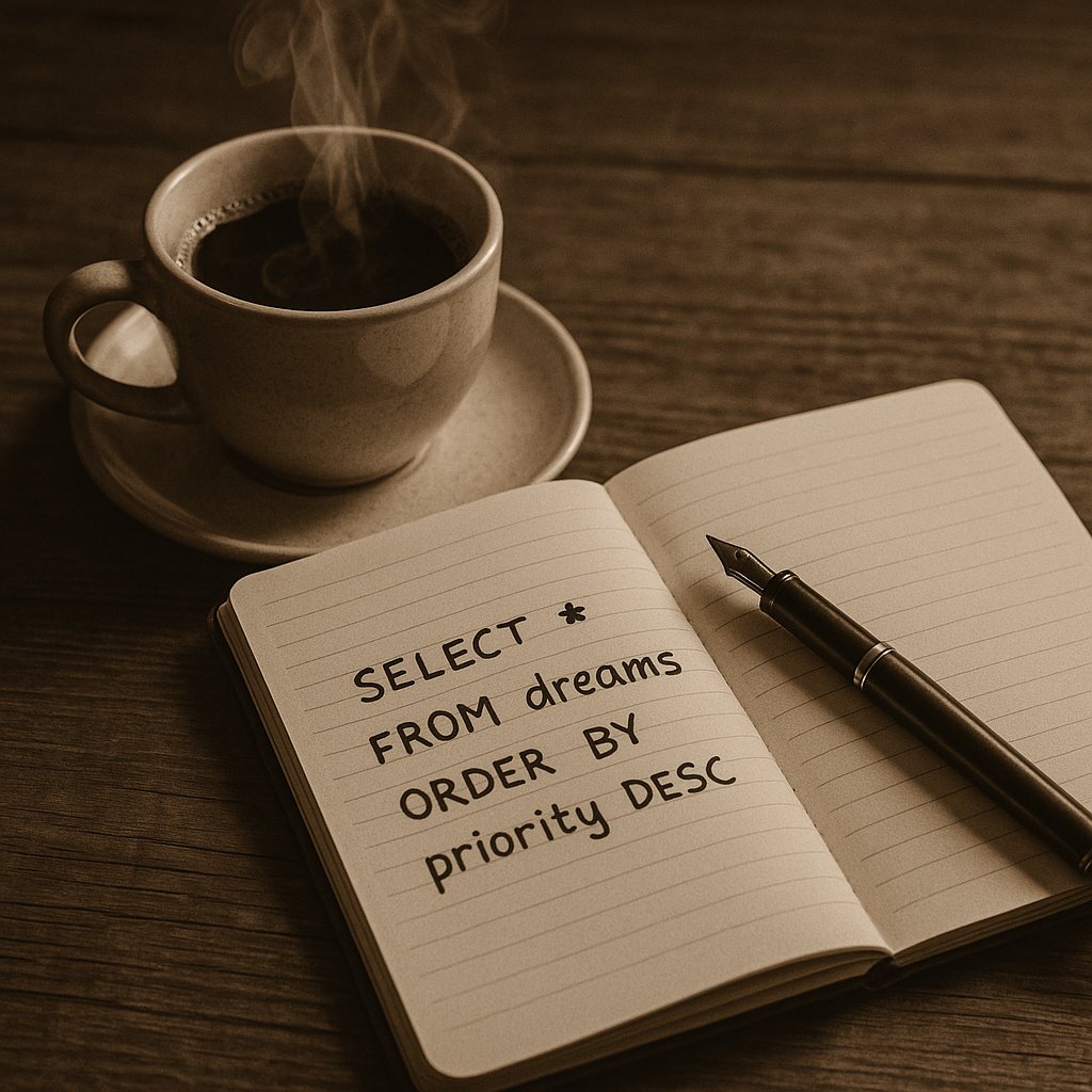 iAntonio_Rlx's tweet image. SELECT * FROM DREAMS ORDER BY PRIORITY DESC #query #sql