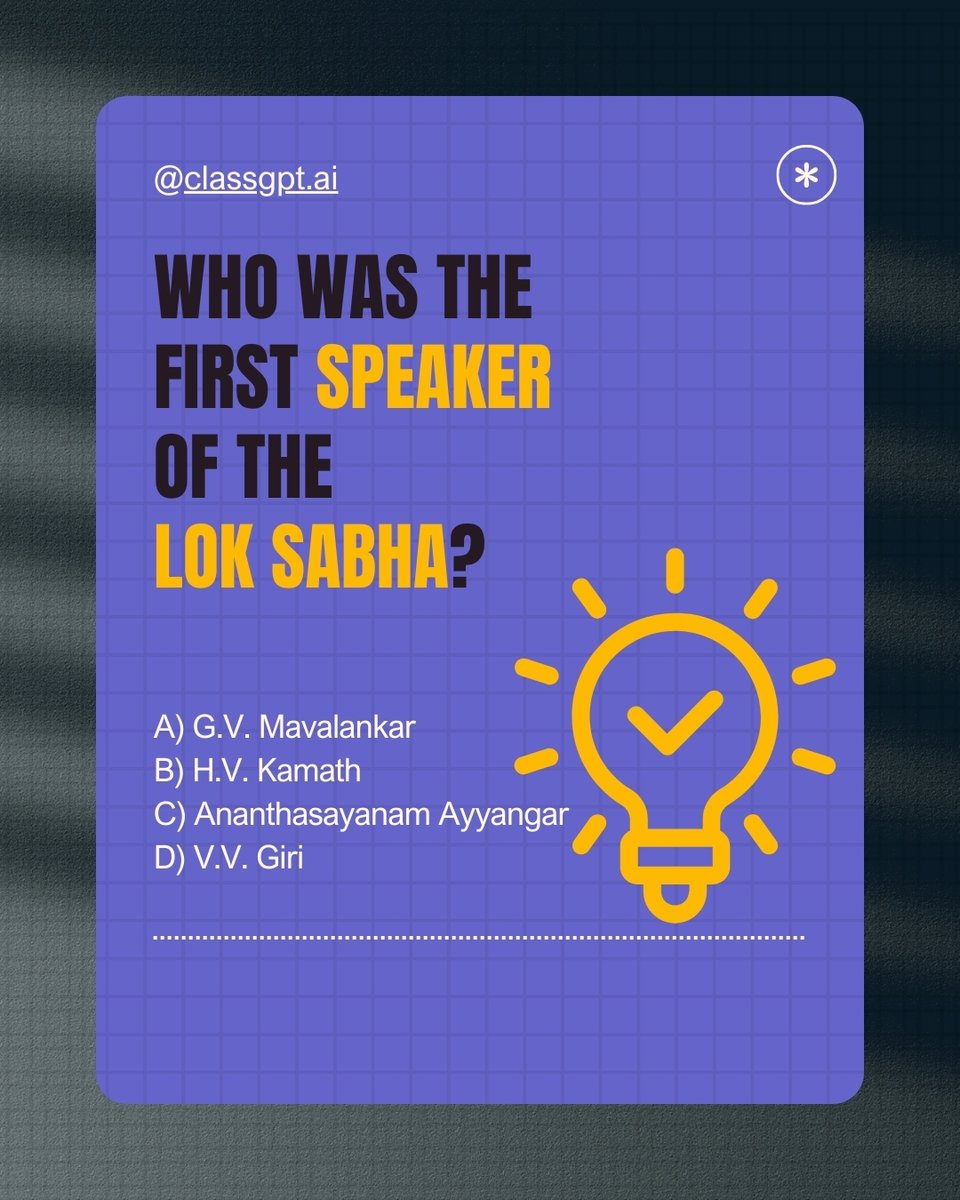 classgpt_ai's tweet image. QUIZ TIME!  

Comment your answers below.    

#GKQuiz #GeneralKnowledge #DailyQuiz #StudySmarter #StudyMotivation #CompetitiveExams #UPSCPrep #StudyWithMe #ExitPoll #StudyGoals #SmartLearning #AIforStudents #ClassGPT #EdTech