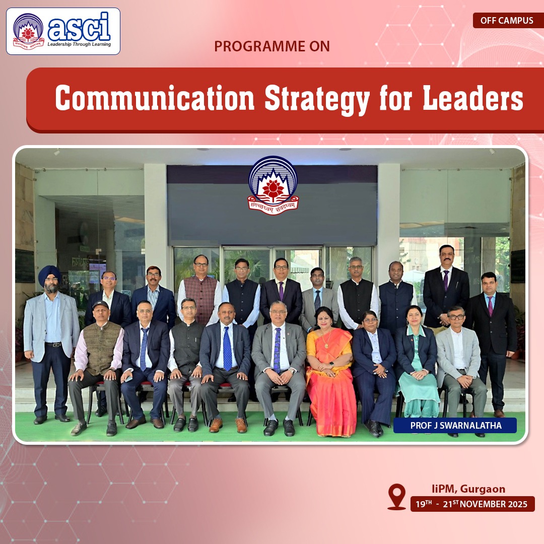ASCIMEDIA's tweet image. ASCI conducted the “Communication Strategy for Leaders” programme at IiPM Gurgaon (19–21 Nov), helping leaders strengthen clarity, influence, narrative building, and strategic communication skills through practical tools and simulations.

#ASCI #IiPM #LeadershipDevelopment
