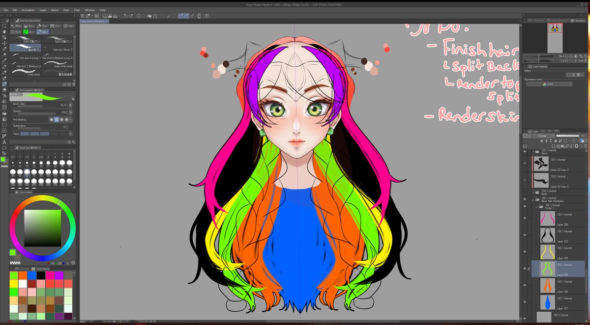 Mimlaria's tweet image. The vtuber hair layout go burrrrrrrrrr

#VtubermodelWip ღ #mimart