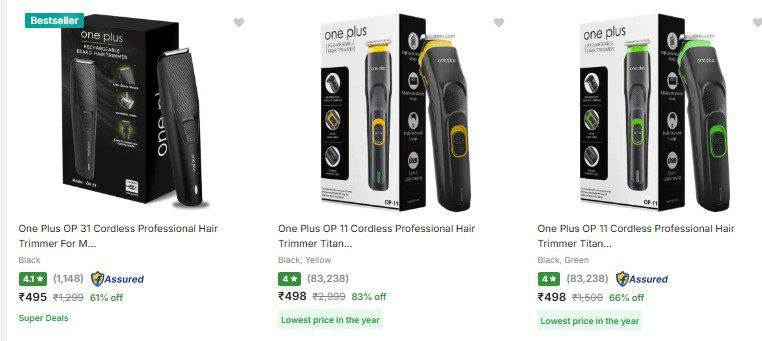 TechyBoostDeals's tweet image. OnePlus Trimmers – Starts at ₹498

Buy link : fkrt.cc/hpI3tVz

#Flipkart #OnePlus #Trimmer