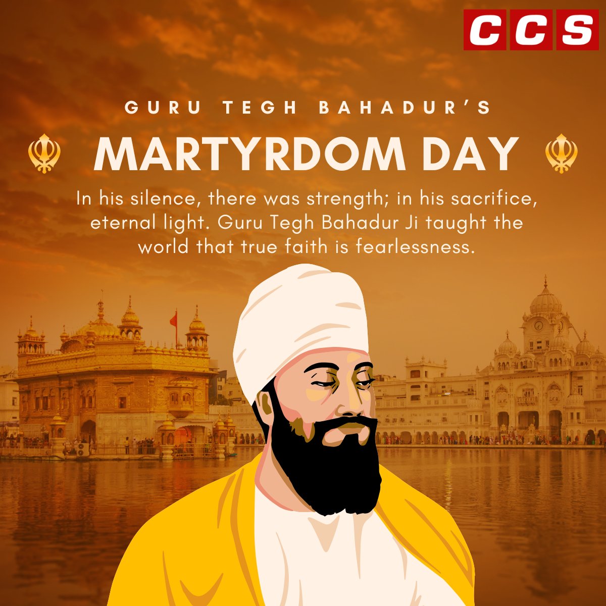 CCSComputersPL's tweet image. On #GuruTeghBahadur Martyrdom Day, we honor the Ninth Sikh Guru — a symbol of courage &amp;amp; compassion who chose truth over tyranny and freedom over fear. His sacrifice reminds us that real strength lies in standing for others. #LegacyOfSacrifice #TeamCCS #CCSComputers