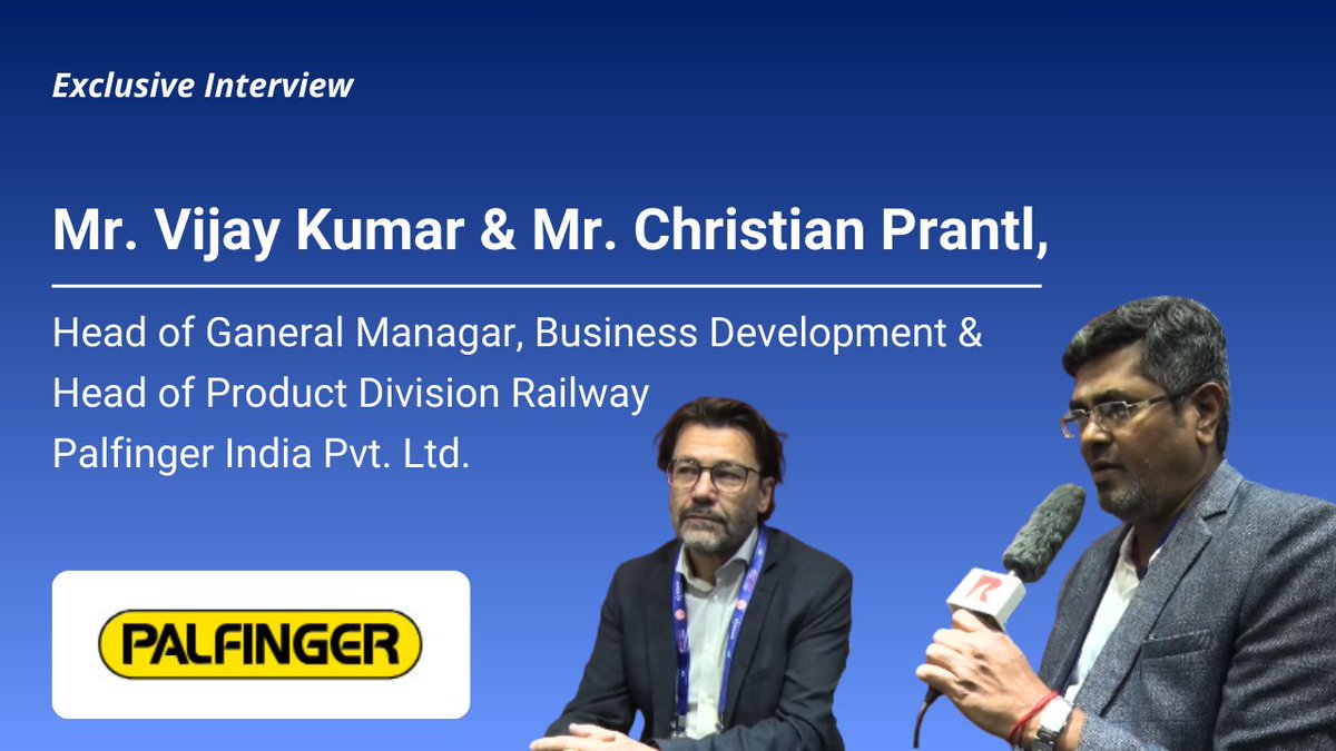 RailAnalysis's tweet image. 🚆 Exclusive Insights | #IREE2025
We spoke with Mr. Vijay Kumar, Head of GM, BD, &amp;amp; Mr. Christian Prantl, Head of Product Division Railway, PALFINGER at the 16th IREE in New Delhi.

🎥 youtu.be/ATBzeajWFHU

#RailAnalysis #PALFINGER #RailwayMaintenance #LiftingSolutions