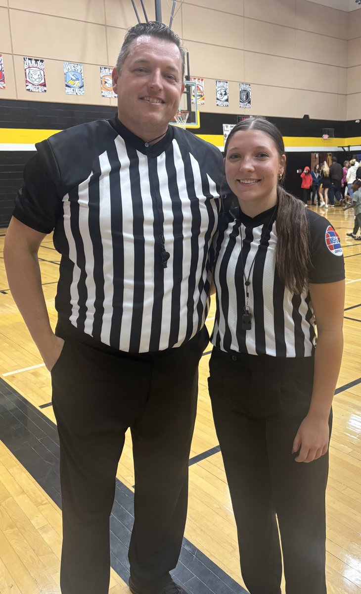 CBOA officials Chris Kendrick &amp; Kamryn Kendrick worked the Smithton vs West MS boys game tonight. #FatherDaughterDuo <a href="/MSHSAAOrg/">MSHSAA</a>