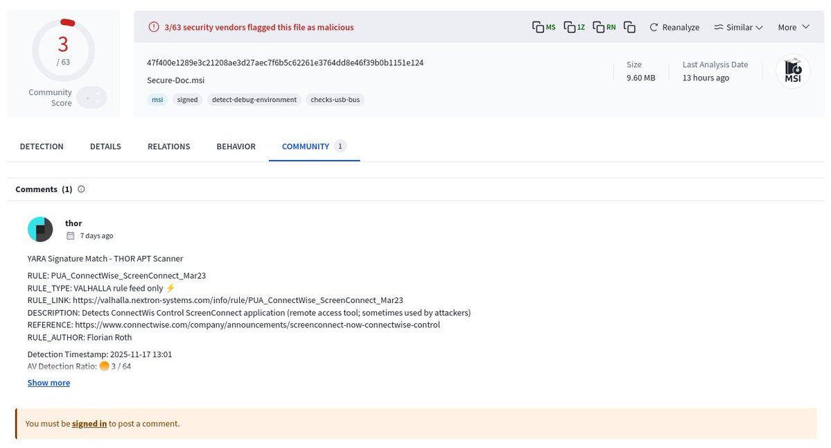 malwrhunterteam's tweet image. &quot;Secure-Doc.msi&quot;: 47f400e1289e3c21208ae3d27aec7f6b5c62261e3764dd8e46f39b0b1151e124
From: https://fsenxsvp[.]com/p/Secure-Doc.msi
🤷‍♂️