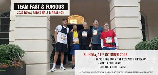 Signing up names for Royal Park half marathon 11th of October 2026 fancy being part of Team fast and furious raising money for Ucl cancer research Institute
We have to buy the tickets second of December so sign up now if you’re interested