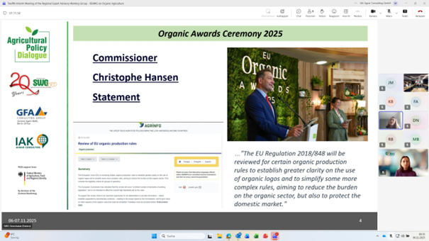 REAWG on Organic Agriculture met in Skopje to review progress on National Organic Action Plans, EU Regulation 2018/848 alignment, and regional market development. Updates from the EU Organic Awards 2025, inspector trainings, and the Organic School were shared. 🌱#apd_see