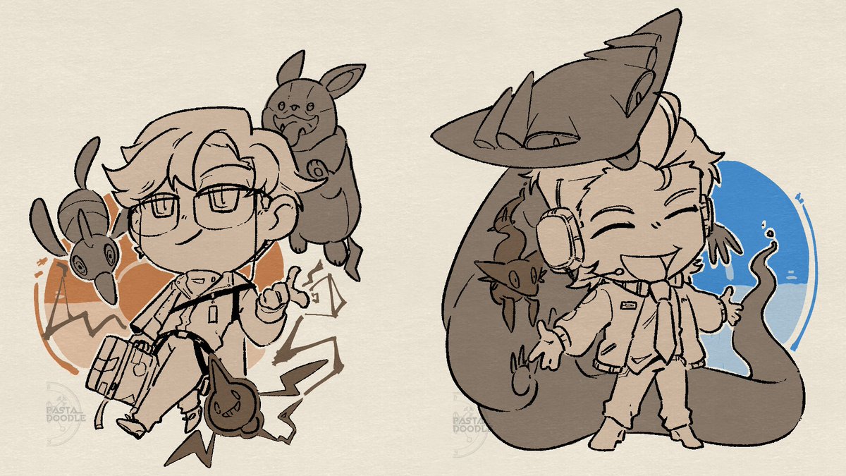 [WIP] I've been on that pokemon hype for the past week, made these lil OC x Pokémon Doodles, if rendering goes well and I get comfy with drawing more pokemon, might add this as a new service for commissions ✨️