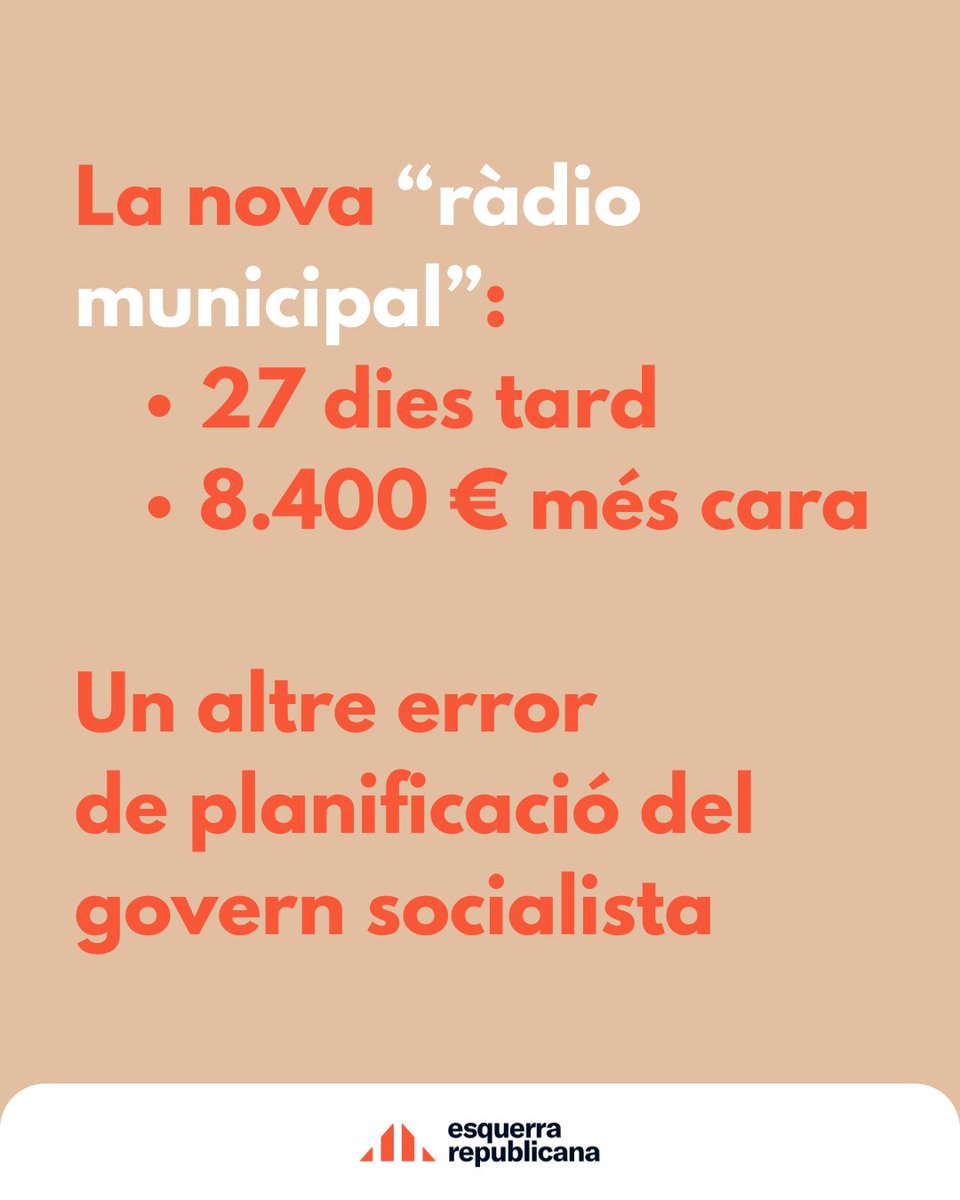 La nova “ràdio municipal” ja acumula 27 dies de retard i costarà 8.400 € més el primer any. Una altra mostra de la manca de planificació i supervisió del govern socialista.

📰 Llegiu la notícia: pallarsdiari.cat/noticies-altpi…