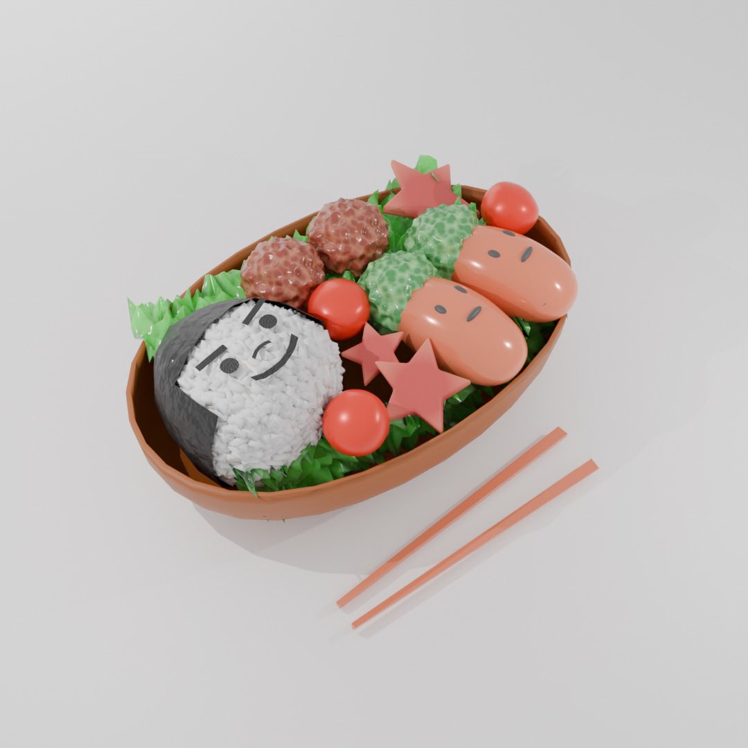 programmer817's tweet image. キャラ弁を作ってみました！

#blender #b3d