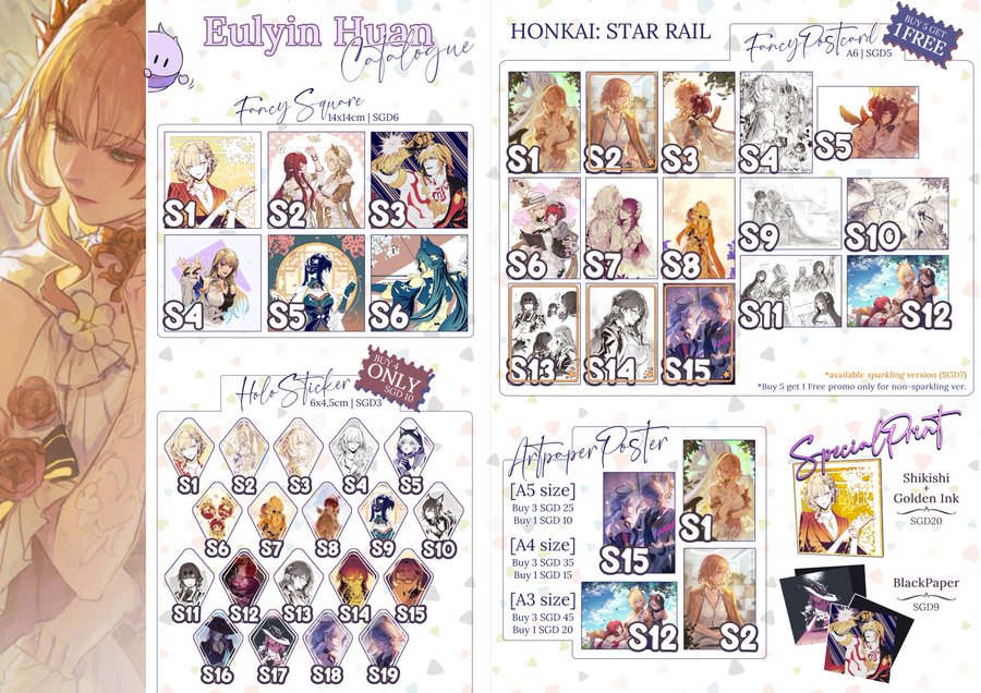 eulyin's tweet photo. [Eulyin #AFASG &amp; #DouMini Catalogue] [1/2]
--
#AFASG25 
🎏 Booth: CH09
🗓 28-30 Nov 2025

#DouMini2025
🥙 Booth: B27
🗓 13-14 Dec 2025

🔍Fandom: Genshin, HSR, HI3, R1999, PTN

Will you come? See you soon! >v<))) https://t.co/seY6v3ggFN