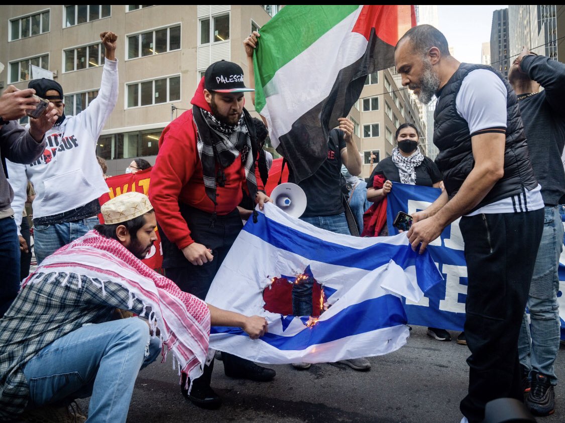Les barbus en keffiehs et djellabas 
qui brûlent aujourd’hui en Occident le drapeau israélien, 
sont les mêmes 
qui brûleront demain les drapeaux occidentaux.
Ce n’est qu’une question de temps