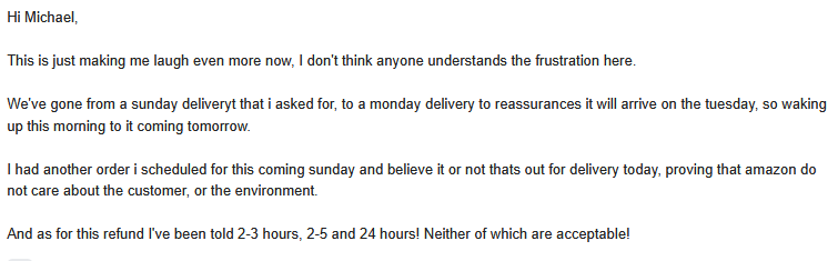 Teshiburu's tweet photo. @AmazonHelp not only was it quoted many different time frames for the refund to my amazon balance... its now apparently going to my payment method!

And now even you guys on twitter support are saying i need to wait for the courier to return the item before my refund! https://t.co/QYoVzZGitl