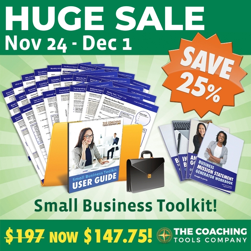 ToolsForCoaches's tweet image. 💻 Huge Annual SALE: 25% off Everything! SAVE Over $49.25 on the 💼 Small Business Coaching Toolkit 💼 Only Until Dec 1. Shop Now! tools.coach/BF2025-SmBiz
#CoachingTools #ILoveCoaching #CoachingToolsSale #CoachingExercises #CoachingToolsCompany #CoachingToolkits