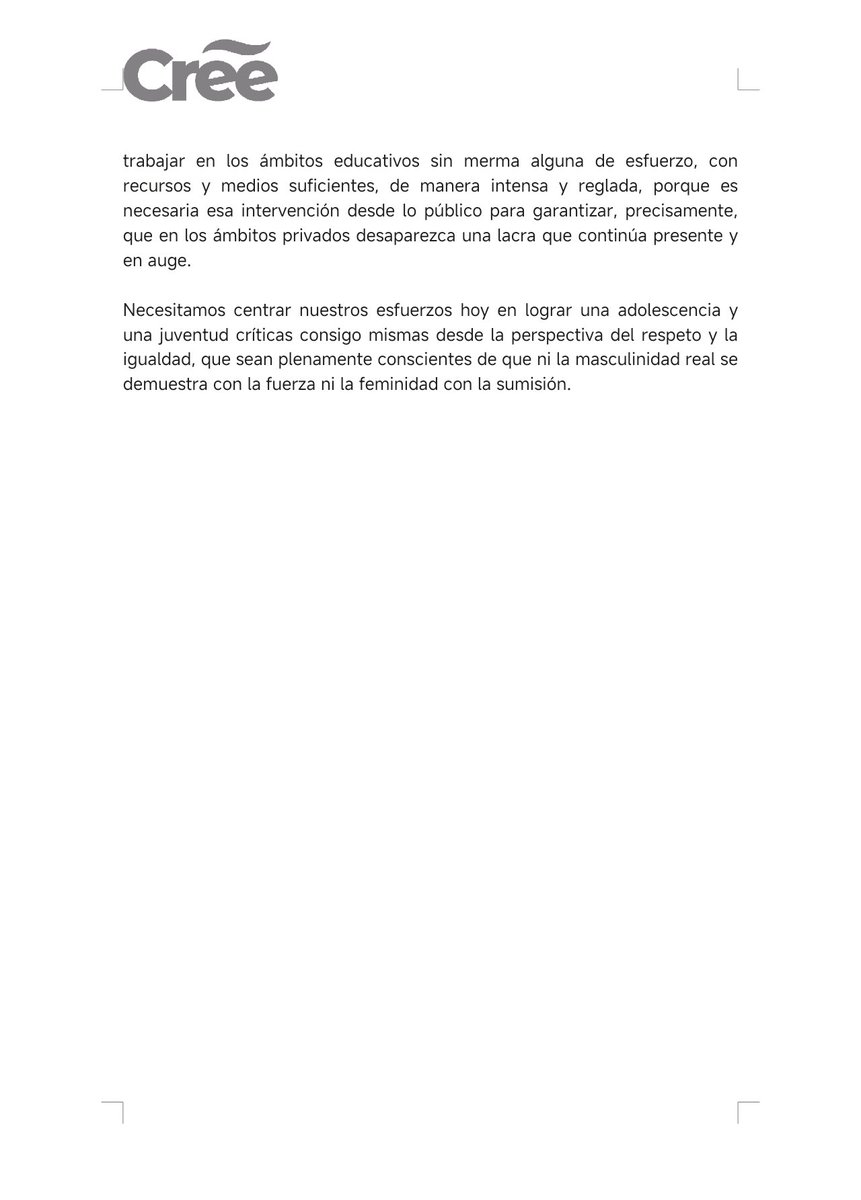 Manifiesto de <a href="/CreeOficial/">Cree Oficial</a> #DiaInternacionalcontraLaViolenciaHaciaLaMujer