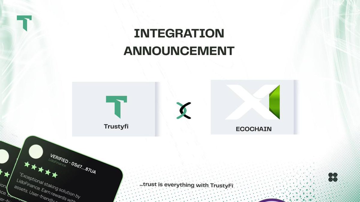trusty_fi's tweet image. We’re excited to announce our integration with @X1_EcoChain, a fast, energy-efficient L1 secured by POA validators and powered by 3-Wh X1Nodes.

With sub-cent fees, instant finality, and full EVM support, X1 is building a global ecosystem with 7k+ X1Nodes, 100k+ users, and a $5M…