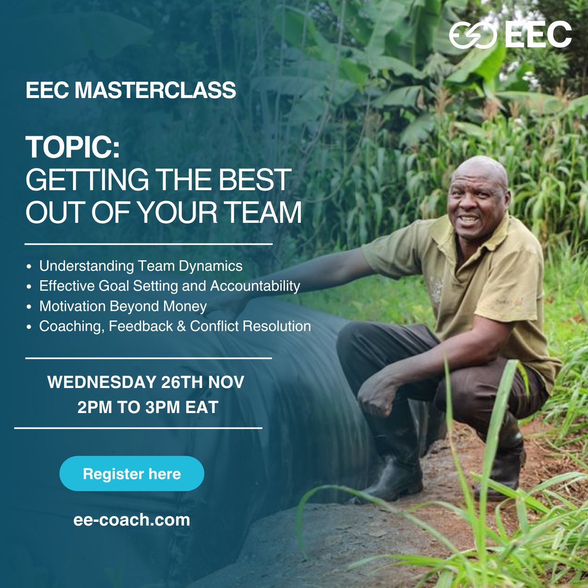 EE_Coach_'s tweet image. Join our EEC Masterclass on Effective HR Practices!
📅 Nov 26, 2025 | 🕒 2-3 PM EAT/ 11h00 à 12h00 GMT
For HR pros &amp;amp; entrepreneurs. Learn team culture, recruitment, compliance &amp;amp; more.
Register: ee-coach.com
#HRMasterclass #EEC #Intellecap #RenewableEnergy #Cleancooking