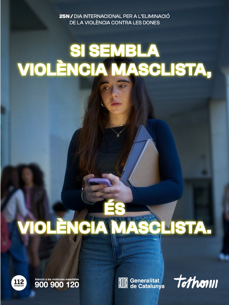 👀 Control constant de la ubicació del mòbil, insults massius a les xarxes socials, difusió d’imatges íntimes sense consentiment...
 
📞 Si pateixes ciberviolències masclistes, informa'n al 900 900 120. 

🆘 En cas d’emergència, truca al <a href="/112/">112</a>.

gen.cat/sisemblaviolen… #25N