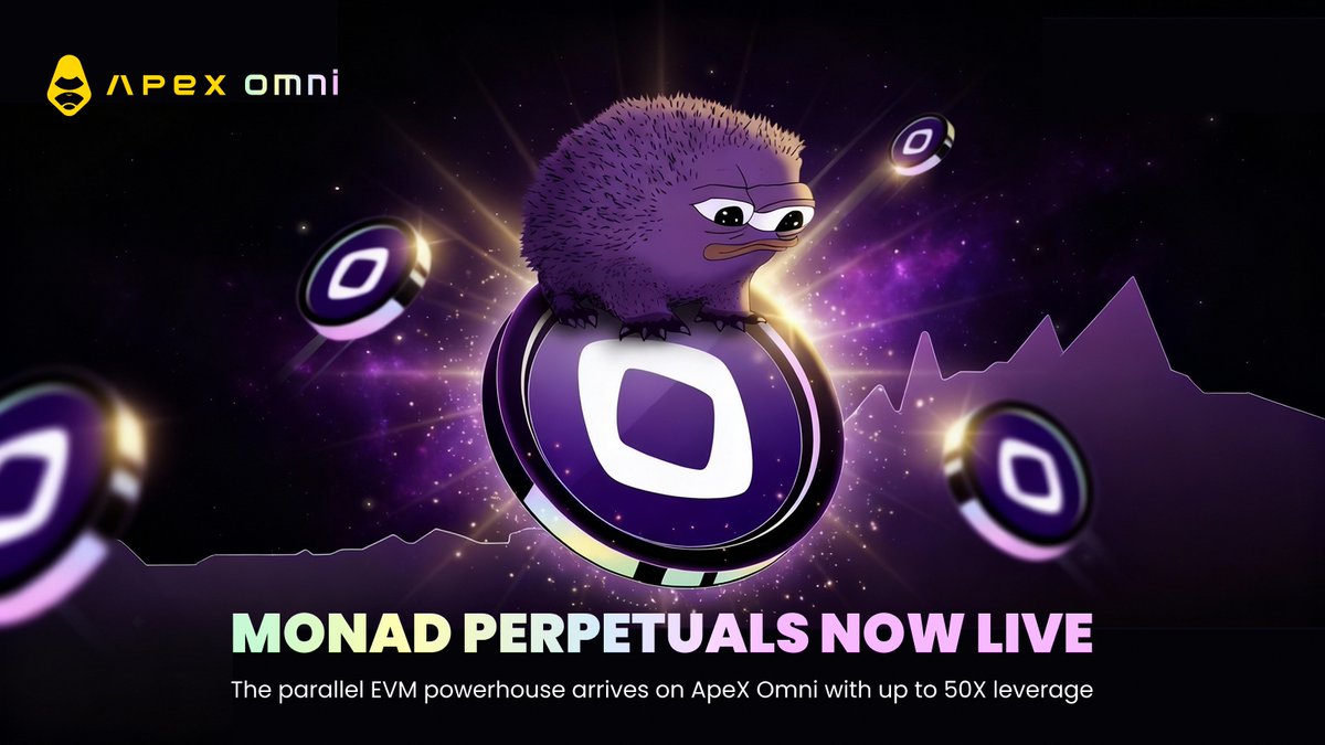 ApeXProtocolCN's tweet image. 📢 $MON 永续合约正式上线 ApeX Omni ✨

@monad作为高性能新一代 L1，主打并行执行 + 高吞吐 + 低延迟，目标直指「EVM 性能天花板」，近期关注度持续升温，成为资金密集围绕的强叙事标的。

现已在 #ApeXOmni 上线永续合约，支持最高 50x 杠杆❗️…