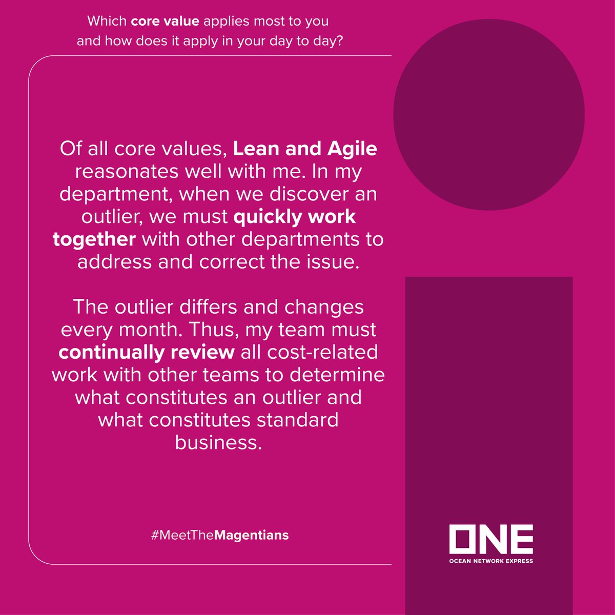 Come meet Ryan Maloney, Analyst of Cost Management, Product and Network at ONE North America, in this week’s #MeetTheMagentians! 👏He collaborates with Inland Operations &amp; Procurement (IOP) and Operation Cost Planning (OCP) teams to drive savings initiatives and streamline