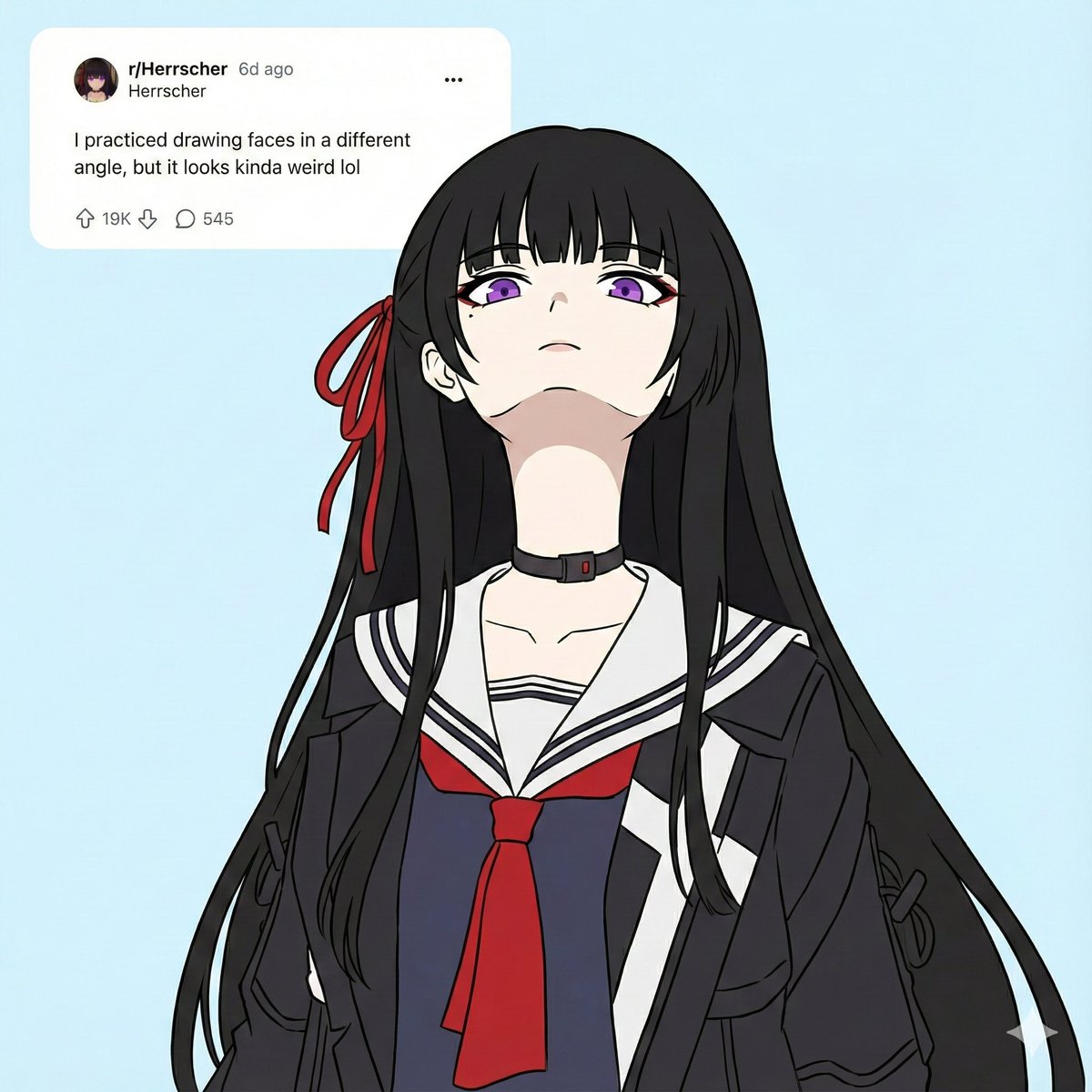 Tập vẽ gương mặt ở góc mới…
mà sao nhìn nó kì kỳ á trời lol 😭✏️
Chắc phải luyện lại từ đầu thôi!

Cre: Google Gimini 

#WutheringWaves #wuwa #art #Chisa #augusta #yuno