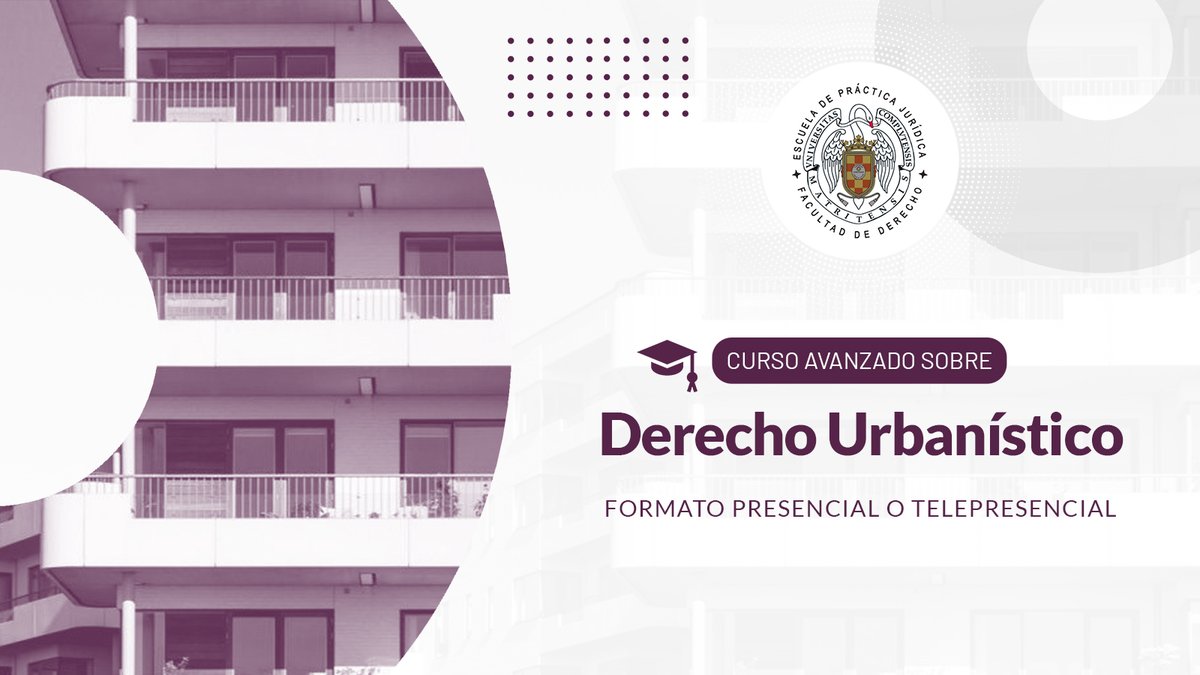 🟠 Descubre nuestro Curso Avanzado en Derecho Urbanístico

✅ Este curso pretende ofrecer una visión sistemática y global del ordenamiento jurídico-urbanístico en su conjunto.

🔵 Infórmate y matricúlate: epj.es/oferta-formati…

#epj #ucm #derecho