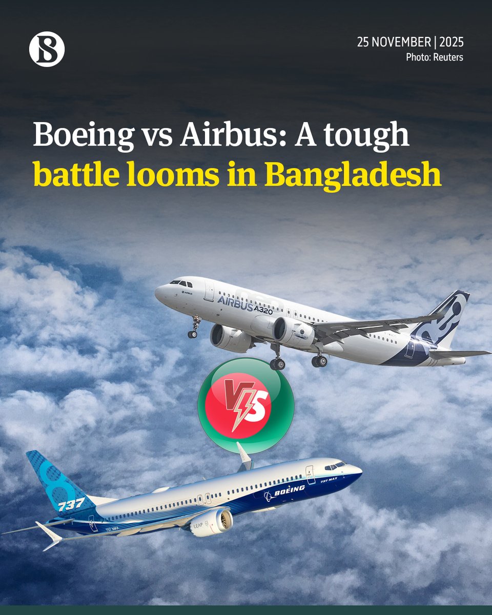 tbsnewsbd's tweet image. On 4 November, the ambassadors and high commissioners of France, Germany, the United Kingdom and the European Union in Dhaka publicly encouraged Biman to diversify its Boeing-heavy fleet by inducting Airbus aircraft

Link in comments

#BoeingVsAirbus #AviationMarket #TBSNews