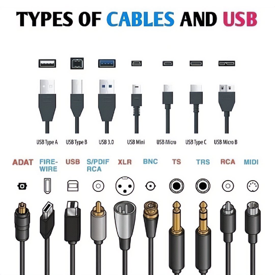 vega_pcs's tweet image. Tuesday  : 💡 🔌#TechTipTuesday Here&apos;s a small visual guide of different types of cables and USB. It will still take you three trys for some however. 
@vegapc @LinusTech @_NIVIDIAGeForce