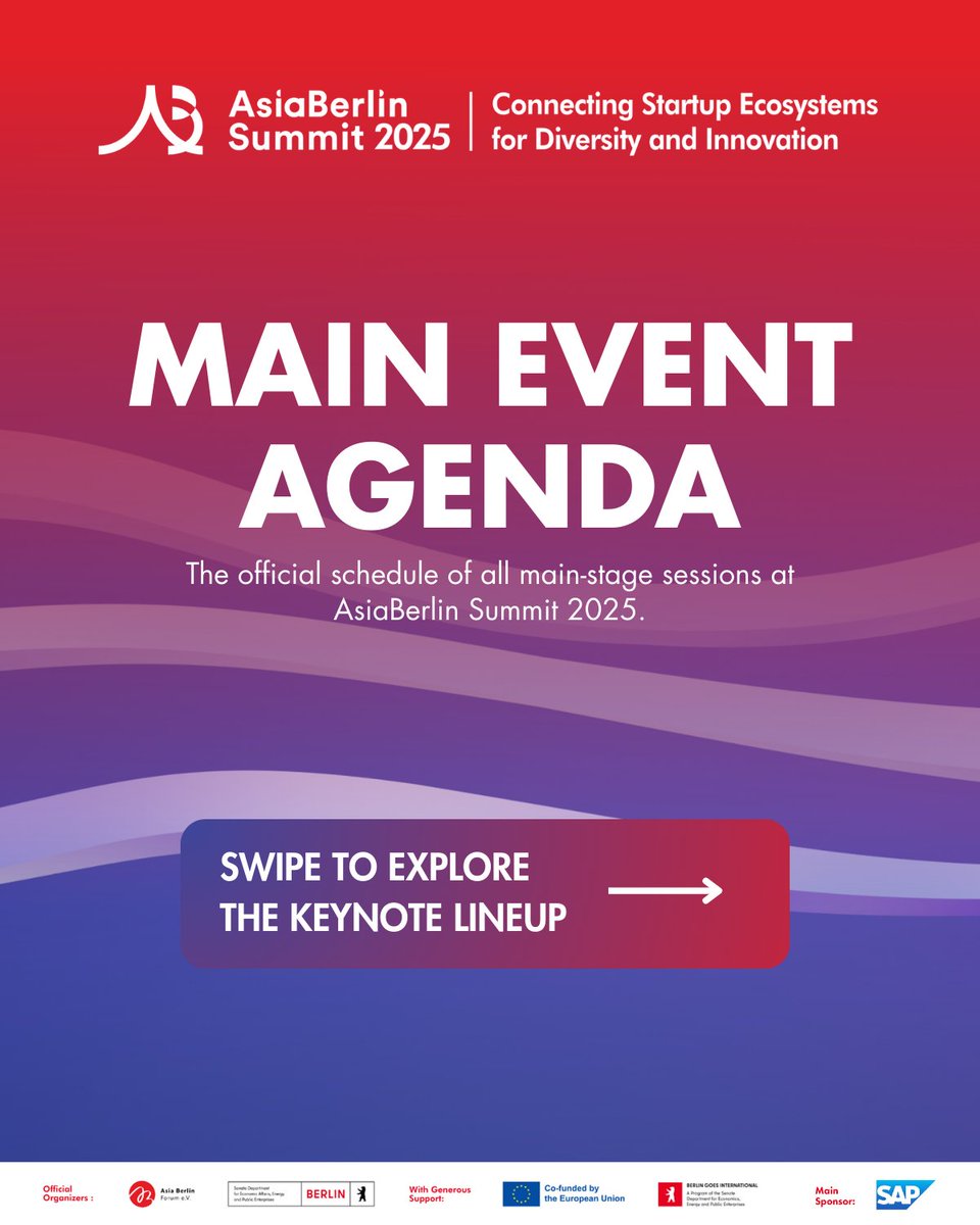 Berlin_Asia's tweet image. We’re releasing the Main Event Schedule to help participants prepare for the week across Rotes Rathaus and partner locations.

The schedule covers all core sessions, keynotes, and main-stage activities taking place from 24–28 November.

You can still register for free through our…