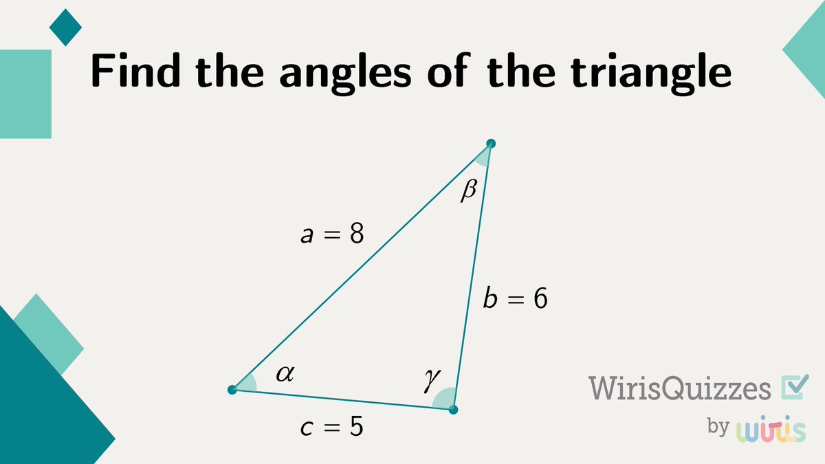 WirisQuizzes's tweet image. Decode the triangle angles! 🧐

Given the side lengths, can you find the angle measures? 📏🔎

Share your procedure in the comments!

#WirisQuizzes #mathquiz #mathproblem #mathexercise #problem #MathType #math #mathematics #geometry #STEM
