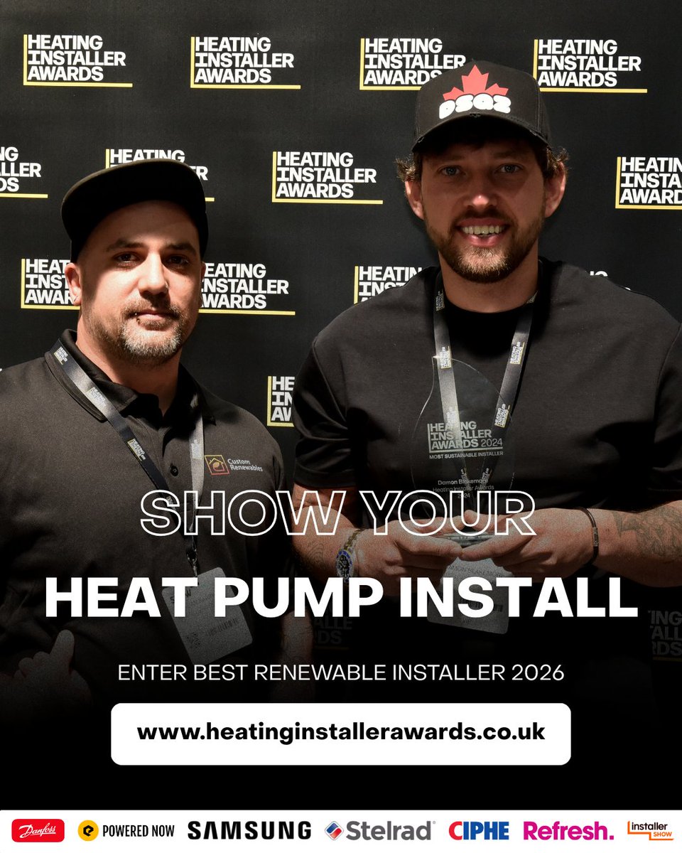 Working with heat pumps?

Enter Best Renewable Installer 2026 👊

Free to enter → heatinginstallerawards.co.uk

#heatinginstallerawards #hia2026