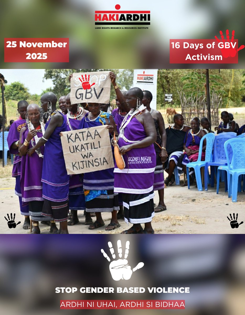 Ending Gender-Based Violence begins in our homes, our communities, and our land. HAKIARDHI is committed to creating safe spaces where women’s voices and land rights are protected. #16DaysOfActivism #EndGBV