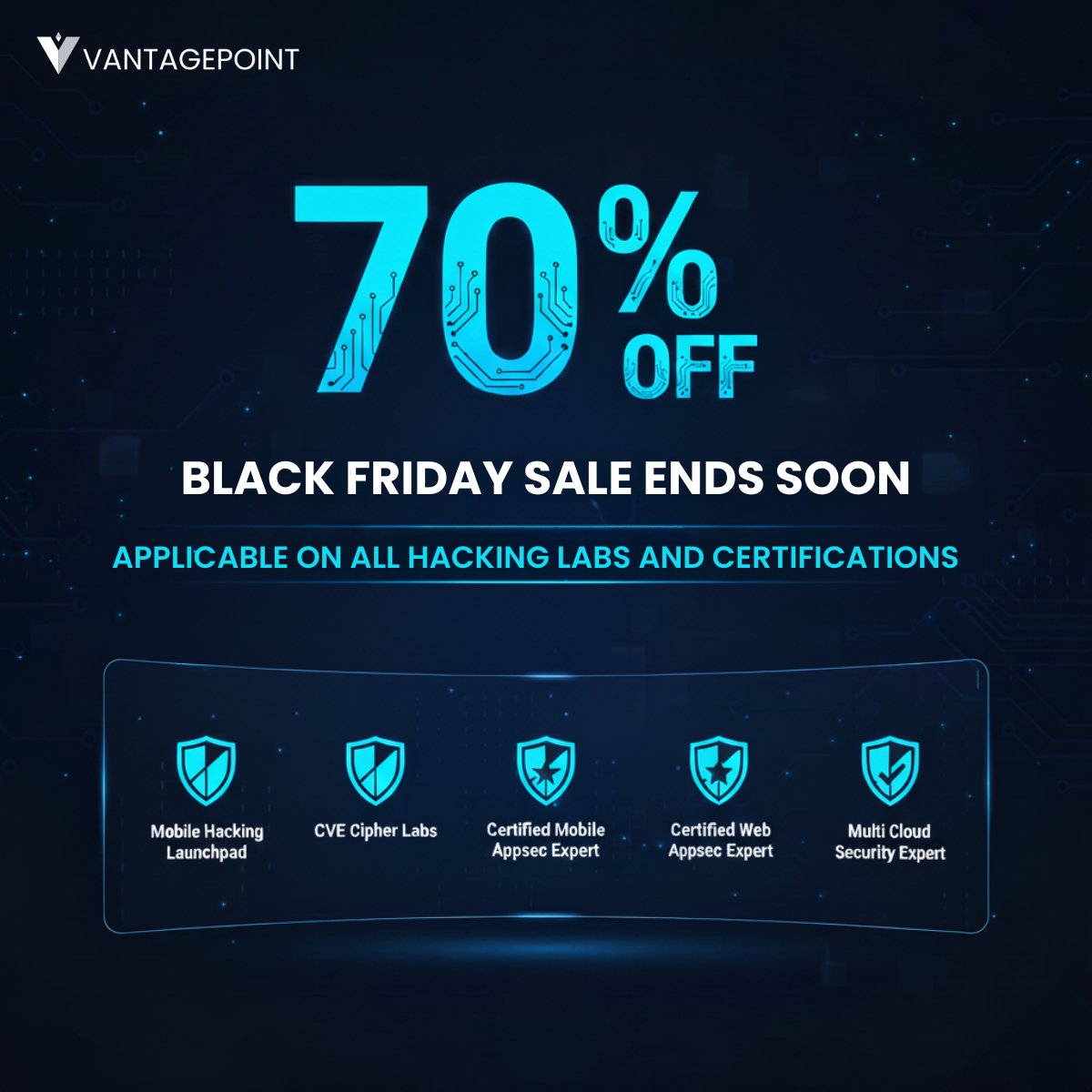 EnciphersLabs's tweet image. If you were waiting for “later,” this is your final later.
70% OFF on all hacking labs and certifications ends soon.

Grab your next lab, deploy it, break things and learn by doing not just watching.

Enroll Now: vantagepoint.enciphers.com

#BlackFridaySale #CyberMondayDeals…