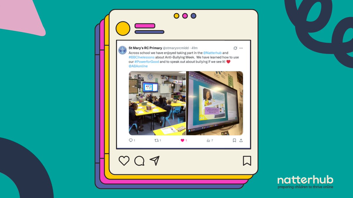 It is so special to get to see our Live Lessons from the classroom side. Many thanks to St Mary's RC Primary School for sharing their #AntiBullyingWeek Natterhub lesson with us. 😍