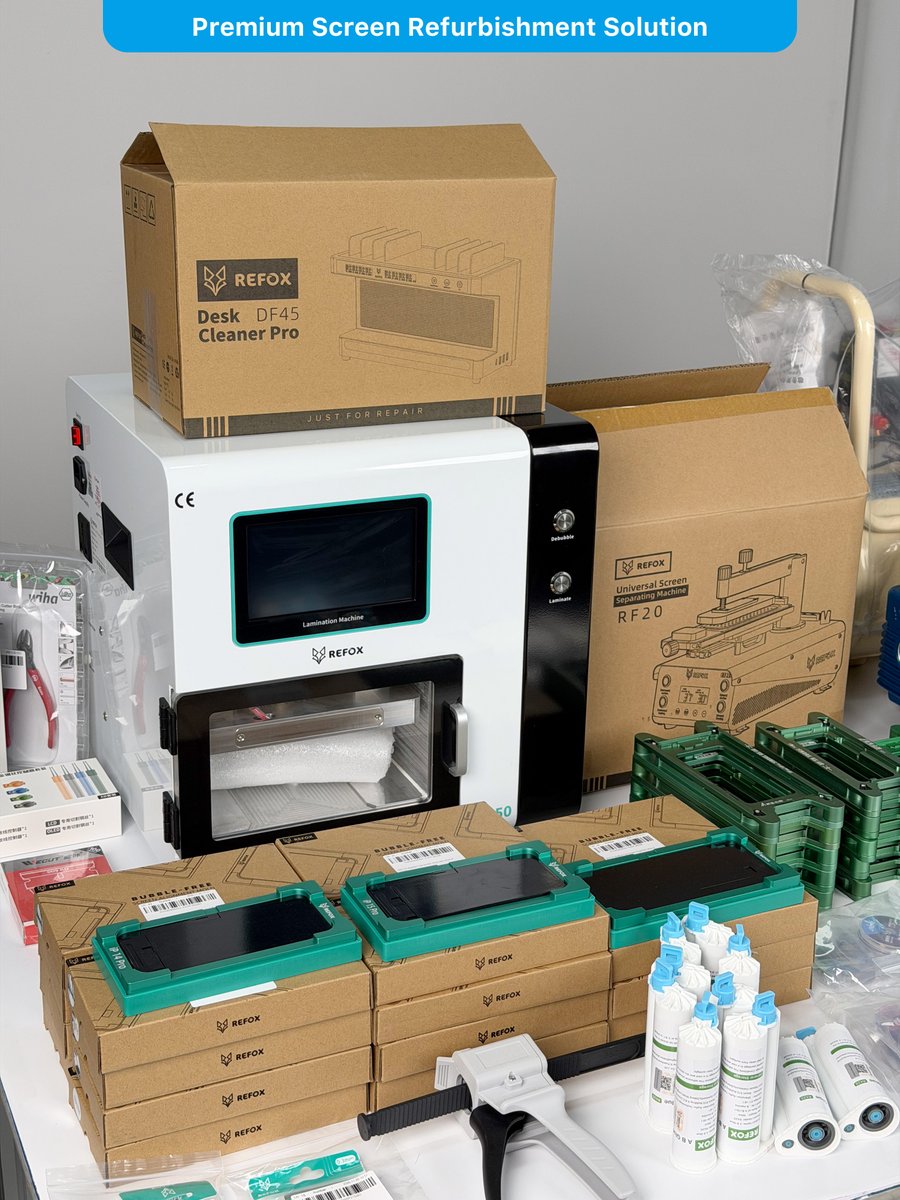 rewatechnology's tweet image. Your all-in-one Refurbishing Kit 🔧✨ Everything you need to refurbish screens like a pro.