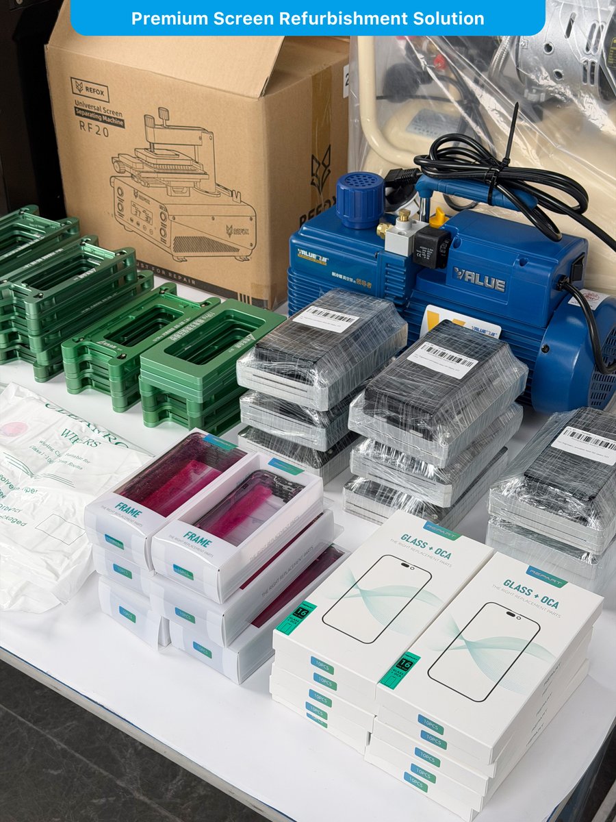 rewatechnology's tweet image. Your all-in-one Refurbishing Kit 🔧✨ Everything you need to refurbish screens like a pro.