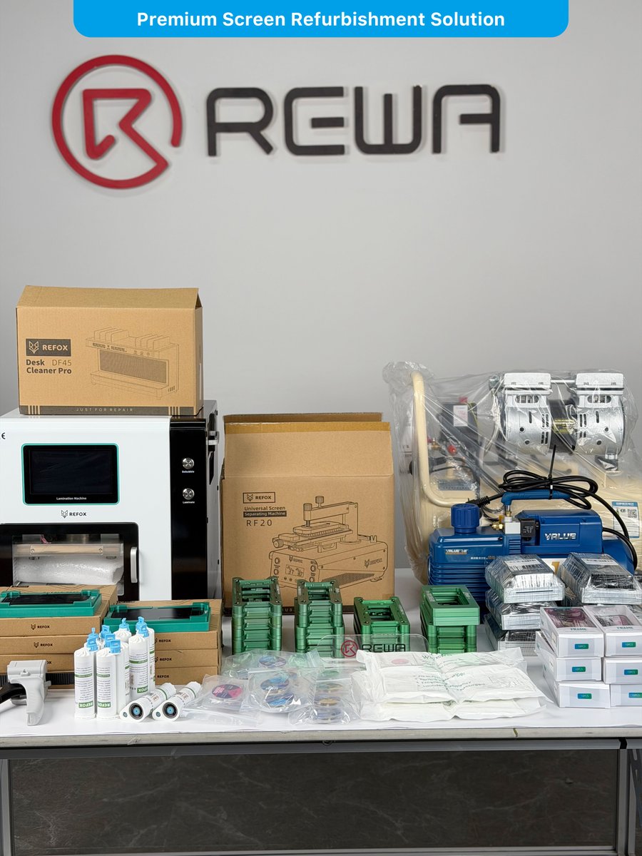 rewatechnology's tweet image. Your all-in-one Refurbishing Kit 🔧✨ Everything you need to refurbish screens like a pro.