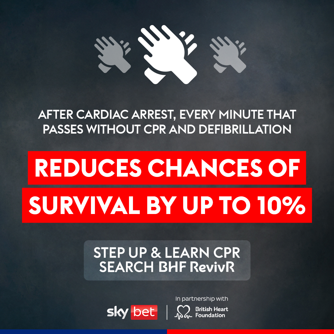 ❤️ #EveryMinuteMatters ❤️

With <a href="/TheBHF/">British Heart Foundation</a>'s RevivR tool, you can learn the steps of CPR - for free - in just 15 minutes. ⏰

Tap below to join <a href="/SkyBet/">Sky Bet</a> in their mission to get 500,000 people learning CPR. 📲

revivr.bhf.org.uk/efl