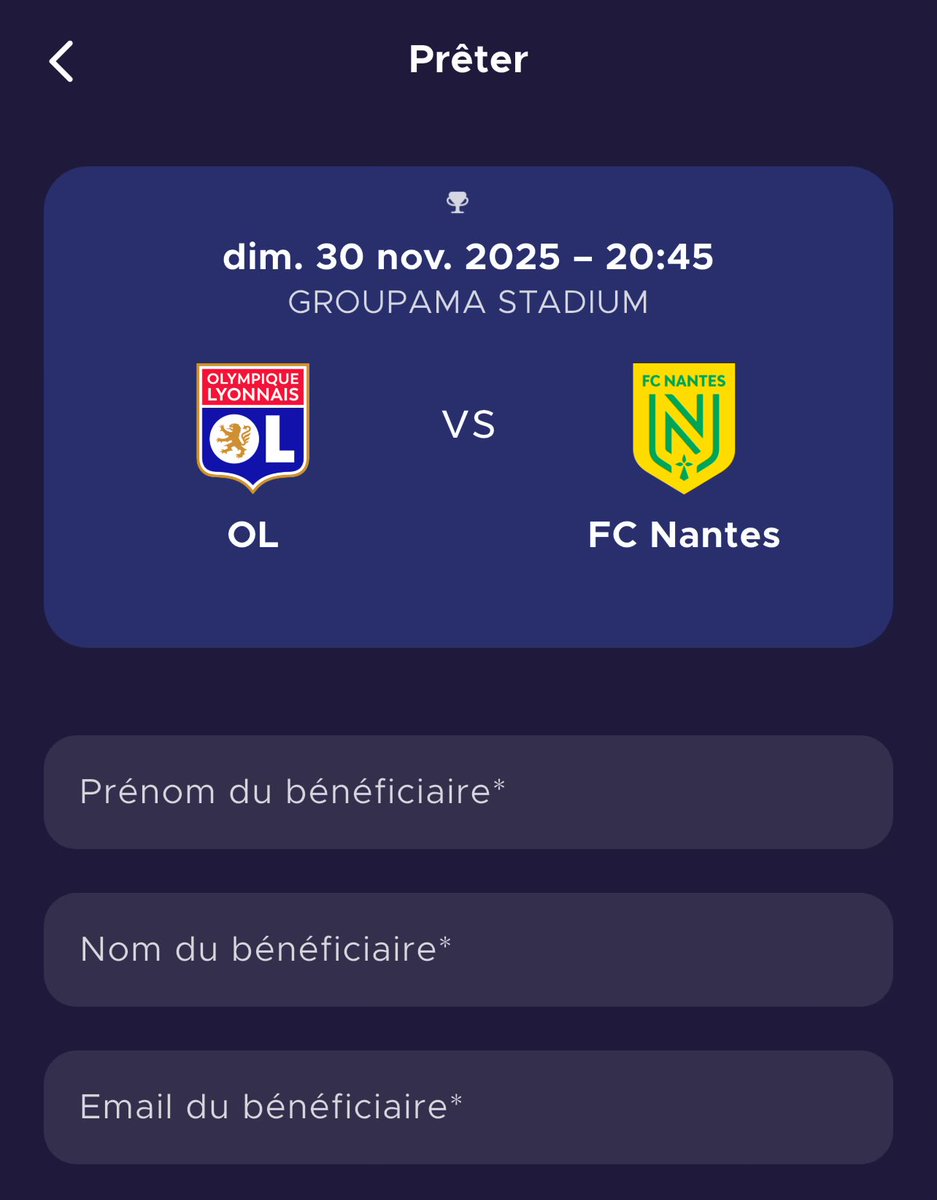 OL_Tickets's tweet photo. 🎟️ 4 Places à vendre en Virage Sud Intermédiaire (VSL) pour OL - FC Nantes
📱 Prêt d’abonnement via App Groupama
📩 Infos en DM à @OL_Tickets
#TeamOL #Place #Places #Lyon #Inter #OLFCN #75ans https://t.co/Fn1lSMJyNH